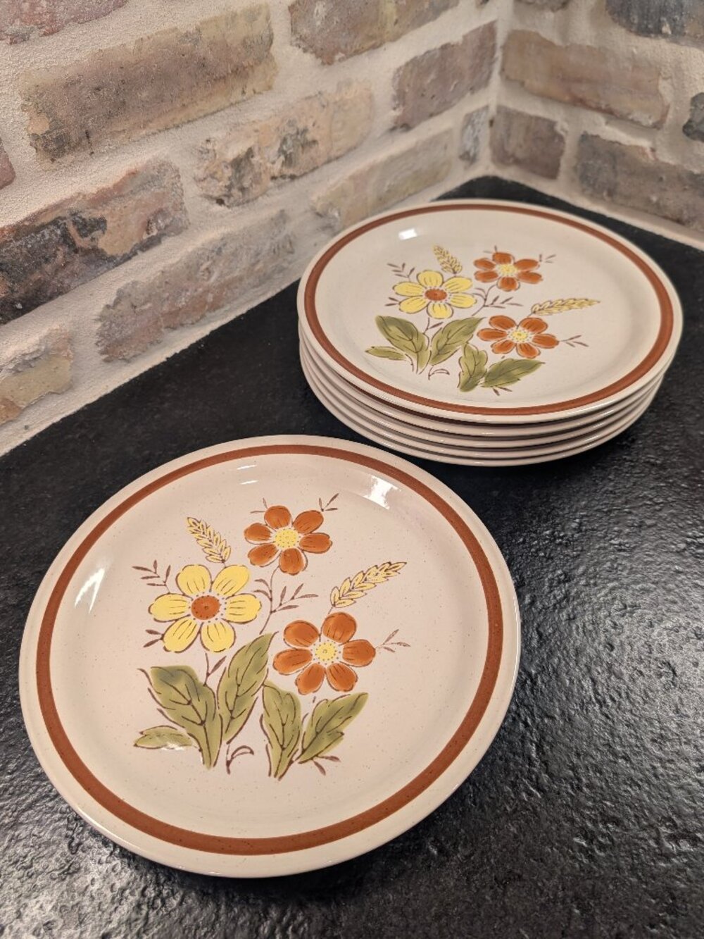 Lot of 6 Vintage Autumn Collection Wheat Flower Dinner Plate 10.5" Japan